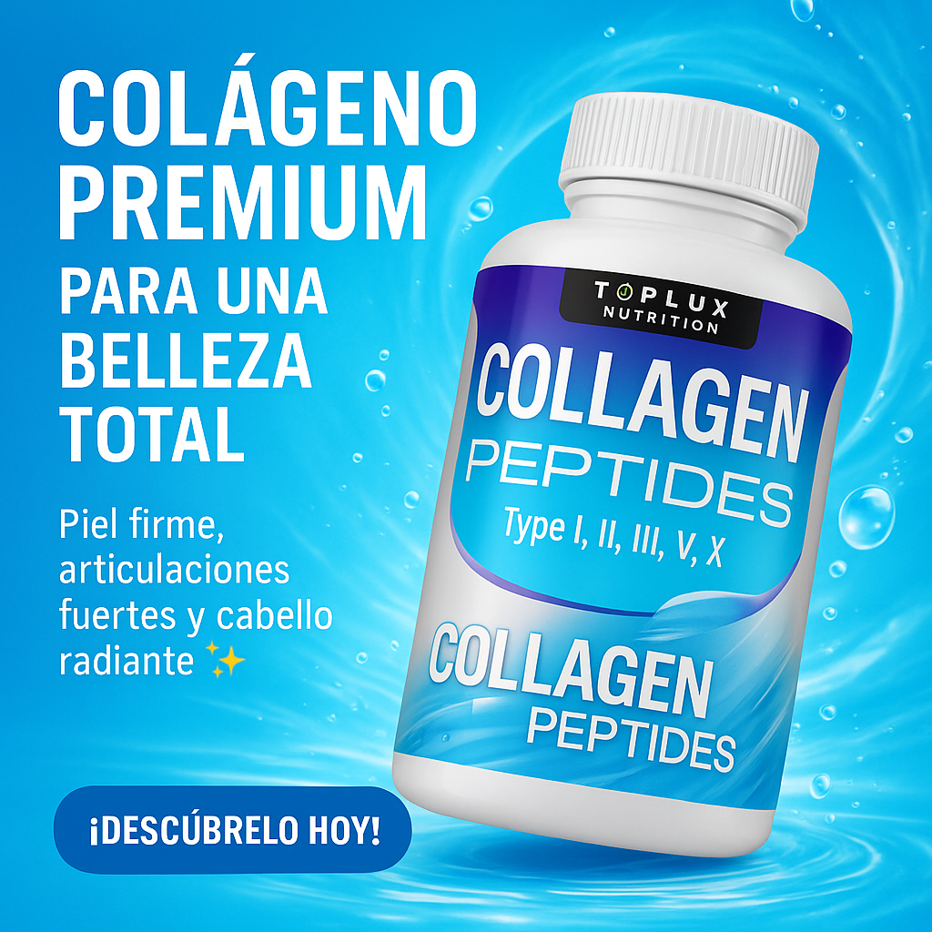 COLLAGEN PEPTIDES TOPLUX (90 CÁPSULAS) – ¡Tu Dosis Diaria de Juventud y Vitalidad para Piel, Cabello y Articulaciones! - Todo y mas