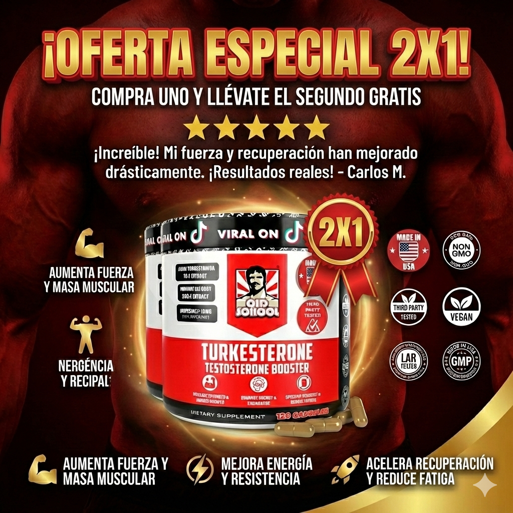 TURKESTERONE OLD SCHOOL® (120 CÁPSULAS) 2x1: Potencia Tu Testosterona - Todo y mas