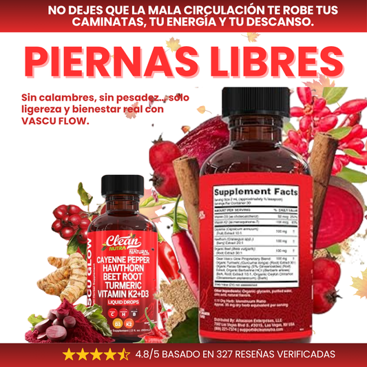 VASCU GLOW® - ¡ACTIVA TU CIRCULACIÓN Y ENERGÍA NATURAL! - Todo y mas 