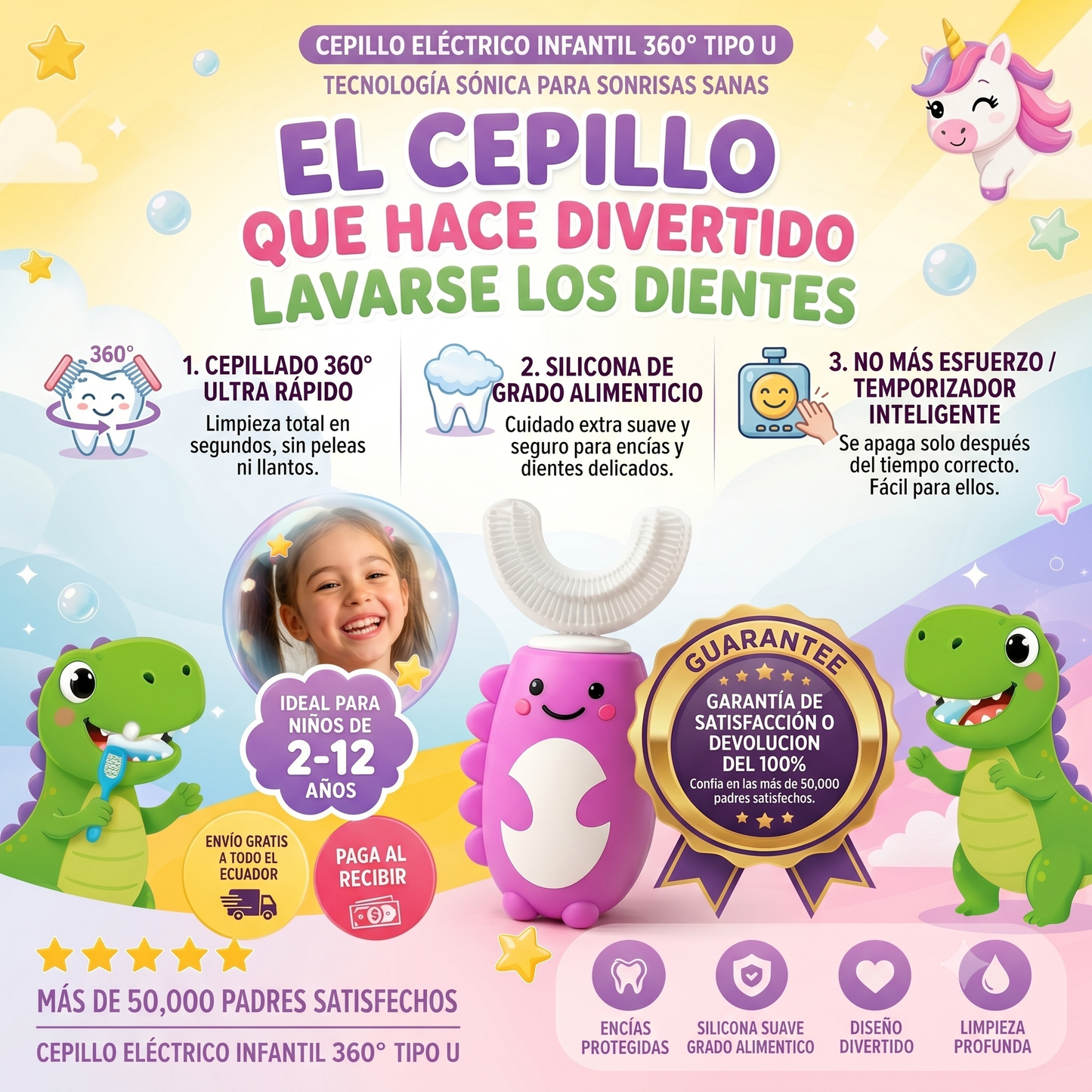SonicKids™ 360° – Cepillo Eléctrico Infantil en U